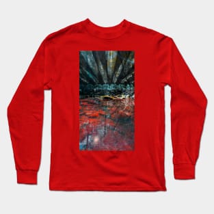 architectural wetland collage art in vintage map ecopop Long Sleeve T-Shirt